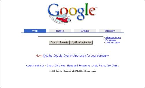 In 2002 Google changes its mind about where to put additional links which 
