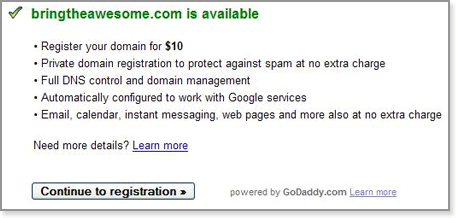 Google Apps helps you to get your domain name