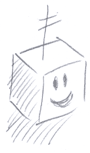 a cube with a face.