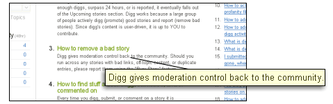 ’... Digg gives moderation control back to the community ...’