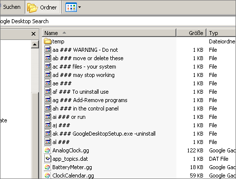 [Warning - Do not move or delete these files - your system may stop working]