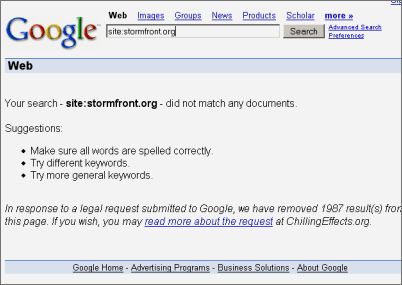 [Your search - site:stomfront.org - did not match any documents ... In response to a legal request submitted to Google, we have removed 1987 result(s) from this page ...]